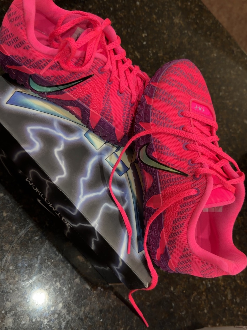 Nike Women's Neon Pink Running Shoes with Black Swoosh